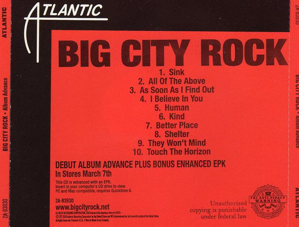 Big City Rock : Big City Rock (CD, Advance, Album, Enh, Promo)