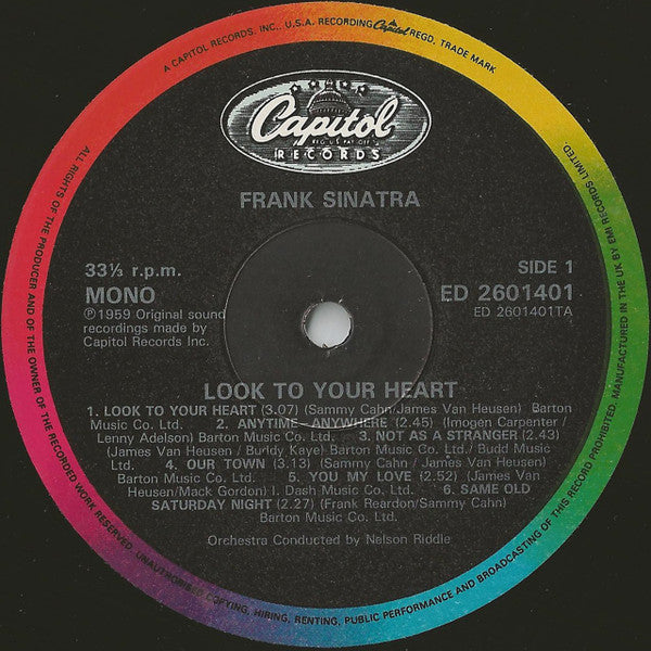 Frank Sinatra : Look To Your Heart (LP, Comp, Mono, RE, RM)