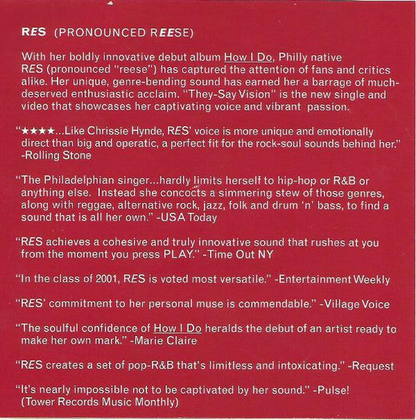 Res : They-Say Vision (CD, Single, Promo)