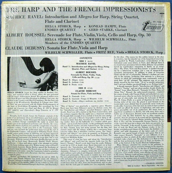Maurice Ravel / Albert Roussel / Claude Debussy - Helga Storck : The Harp And The French Impressionists (LP, Album)