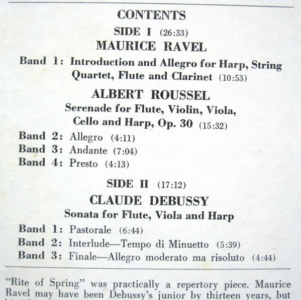 Maurice Ravel / Albert Roussel / Claude Debussy - Helga Storck : The Harp And The French Impressionists (LP, Album)