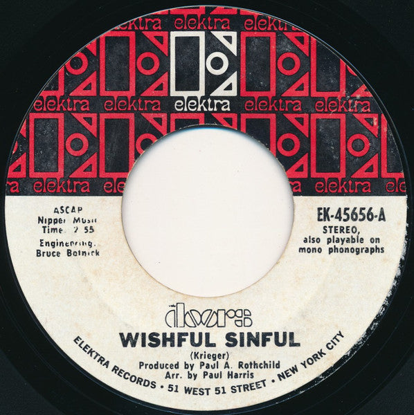 The Doors : Wishful Sinful / Who Scared You (7", Single, Styrene, Ter)