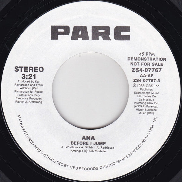Ana : Before I Jump (7", Single, Promo)