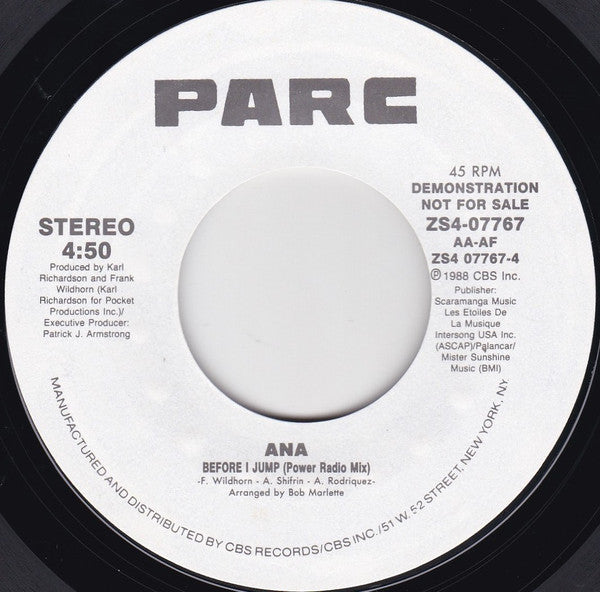 Ana : Before I Jump (7", Single, Promo)