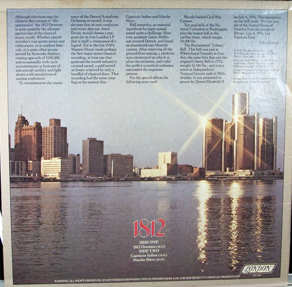 Antal Dorati ● Detroit Symphony Orchestra ● Pyotr Ilyich Tchaikovsky : 1812 Overture / Capriccio Italien, Op.45 • Marche Slave, Op.31 (LP, Album, Club)