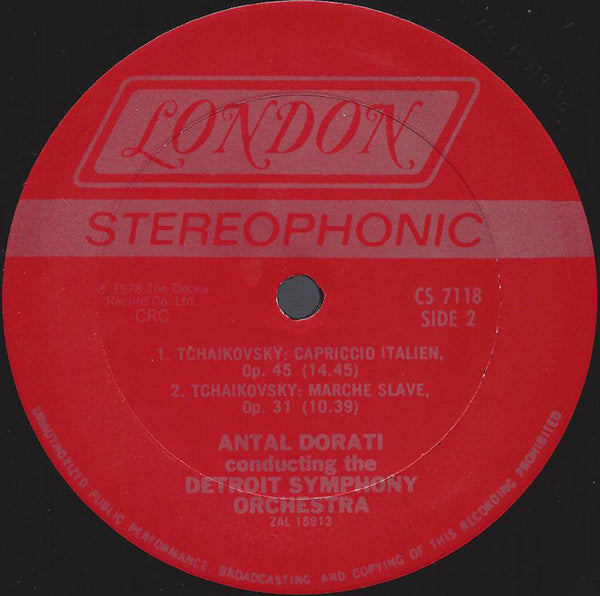 Antal Dorati ● Detroit Symphony Orchestra ● Pyotr Ilyich Tchaikovsky : 1812 Overture / Capriccio Italien, Op.45 • Marche Slave, Op.31 (LP, Album, Club)