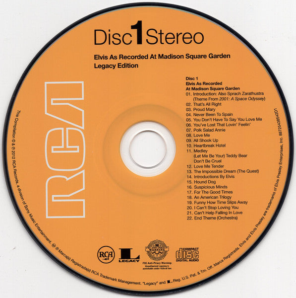 Elvis* : Elvis As Recorded At Madison Square Garden (CD, Album, RE, RM + CD, Album, RE, RM + Comp)
