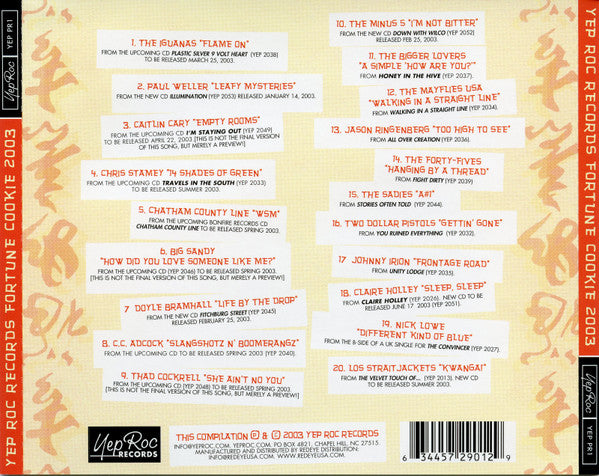 Various : Yep Roc Records Fortune Cookie 2003 (CD, Comp)