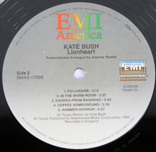Kate Bush : Lionheart (LP, Album, RE, Gat)