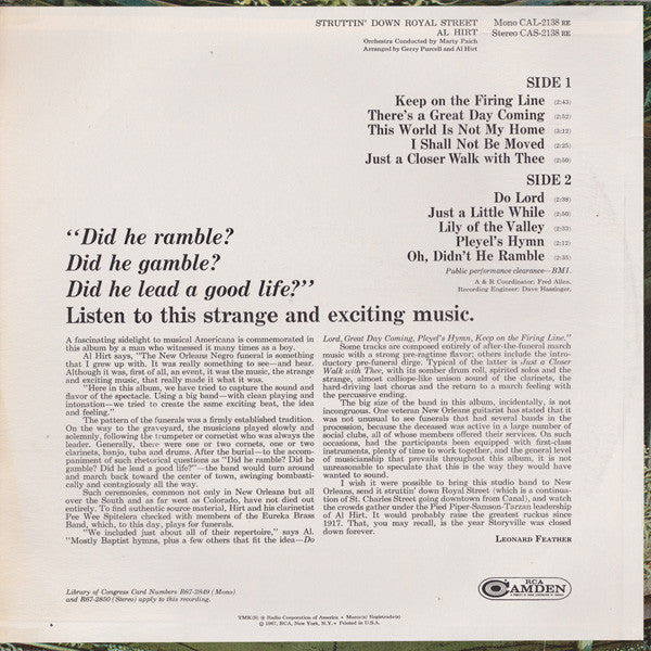 Al Hirt : Struttin' Down Royal Street (LP, Album, RE, Ind)