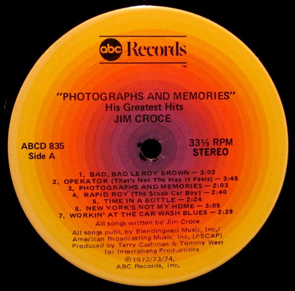 Jim Croce : Photographs & Memories: His Greatest Hits (LP, Comp)