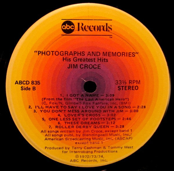 Jim Croce : Photographs & Memories: His Greatest Hits (LP, Comp)