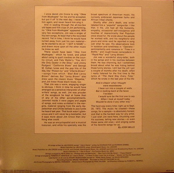 Jim Croce : Photographs & Memories: His Greatest Hits (LP, Comp)