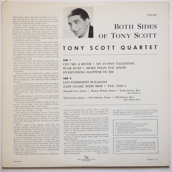 The Tony Scott Quartet : Both Sides Of Tony Scott (LP, Album, Mono)