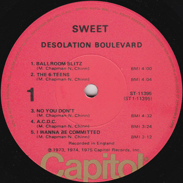 The Sweet : Desolation Boulevard (LP, Album, Los)