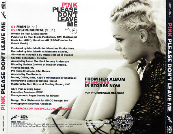 P!NK : Please Don't Leave Me (CD, Single, Promo)