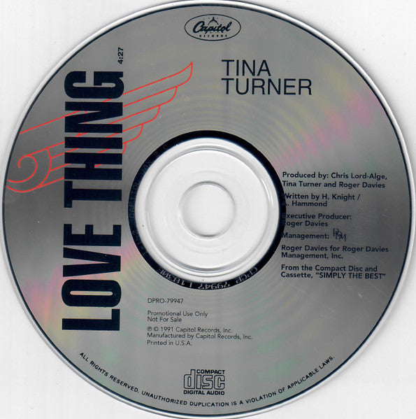 Tina Turner : Love Thing (CD, Single, Promo)