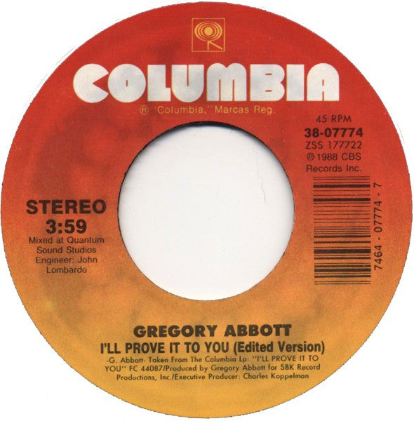 Gregory Abbott : I'll Prove It To You (7", Single)
