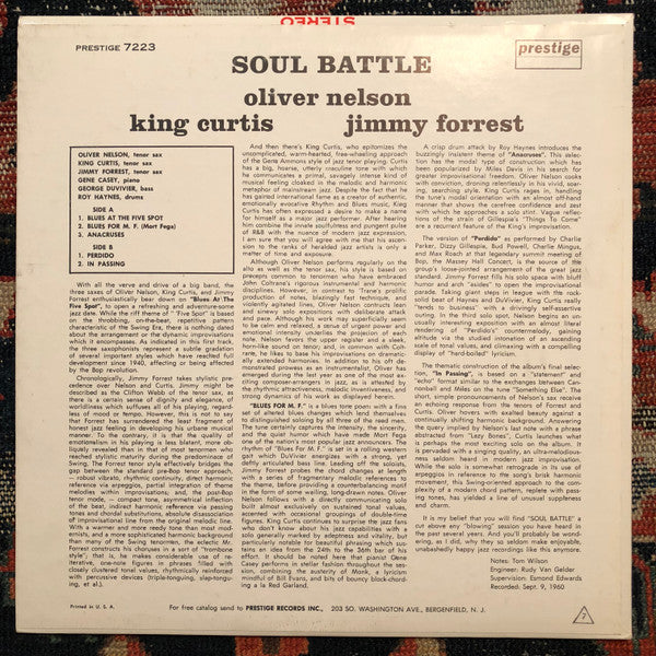 Oliver Nelson, King Curtis, Jimmy Forrest : Soul Battle (LP, Album, Mono)