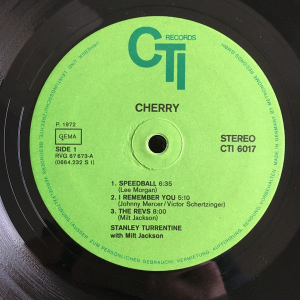 Stanley Turrentine With Milt Jackson : Cherry (LP, Album, Gat)