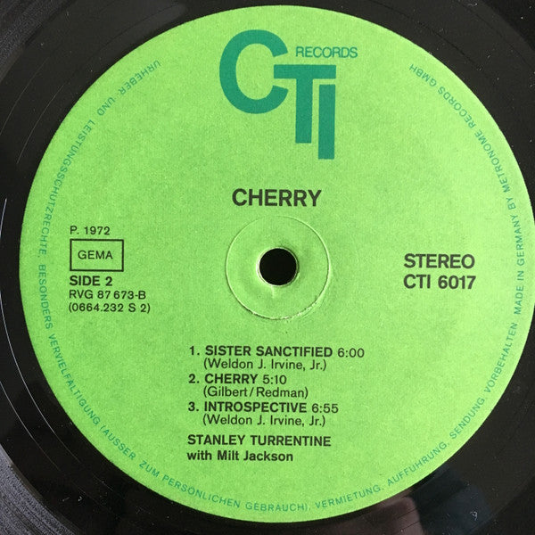 Stanley Turrentine With Milt Jackson : Cherry (LP, Album, Gat)