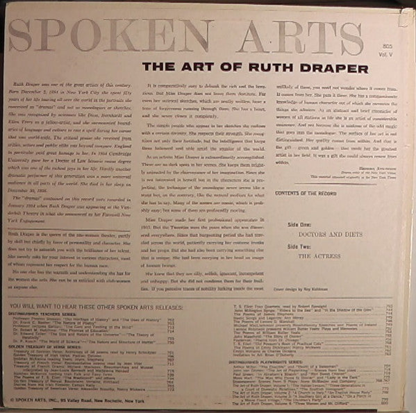 Ruth Draper : The Art Of Ruth Draper Vol. V (LP)