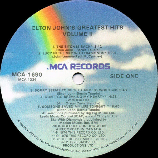 Elton John : Elton John's Greatest Hits Volume II (LP, Album, Comp, RE, Glo)