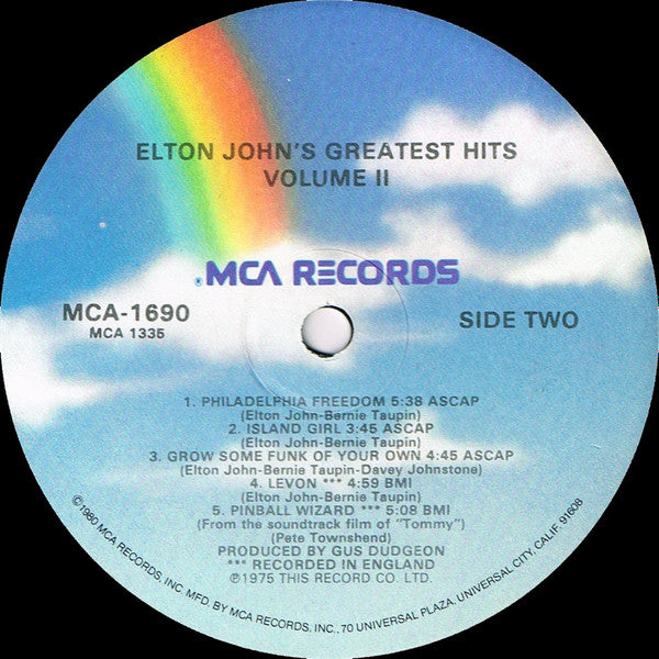 Elton John : Elton John's Greatest Hits Volume II (LP, Album, Comp, RE, Glo)