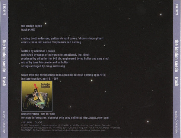 The London Suede* : Trash (CD, Single, Promo)