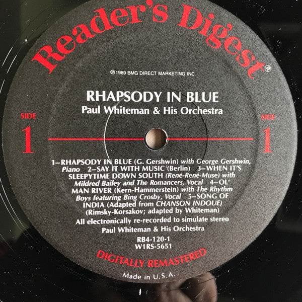 Paul Whiteman And His Orchestra : Rhapsody In Blue And Other Great Favorites (LP, Comp, Club)