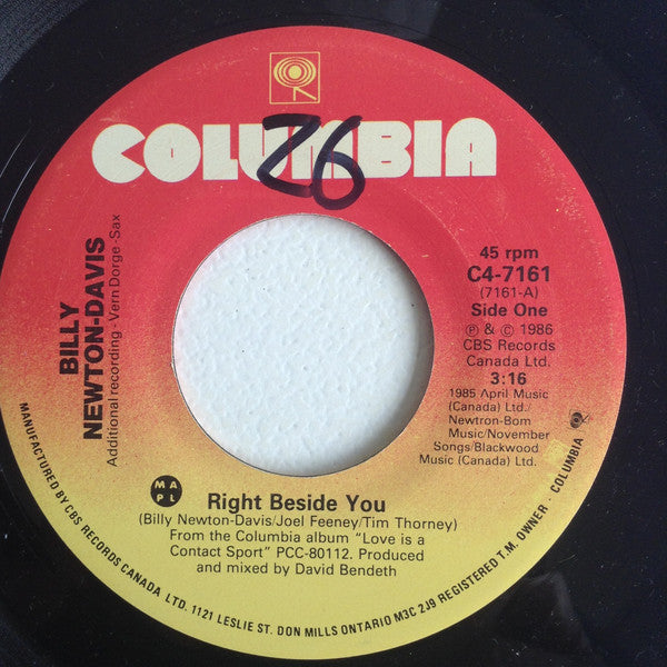 Billy Newton Davis : Right Beside You (7", Single)
