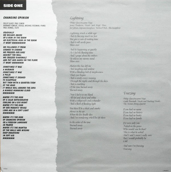 Philip Glass : Songs From Liquid Days (LP, Album)
