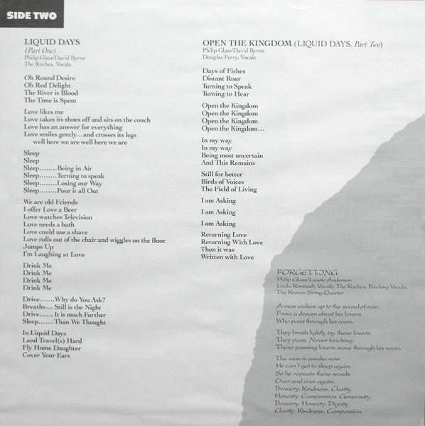 Philip Glass : Songs From Liquid Days (LP, Album)