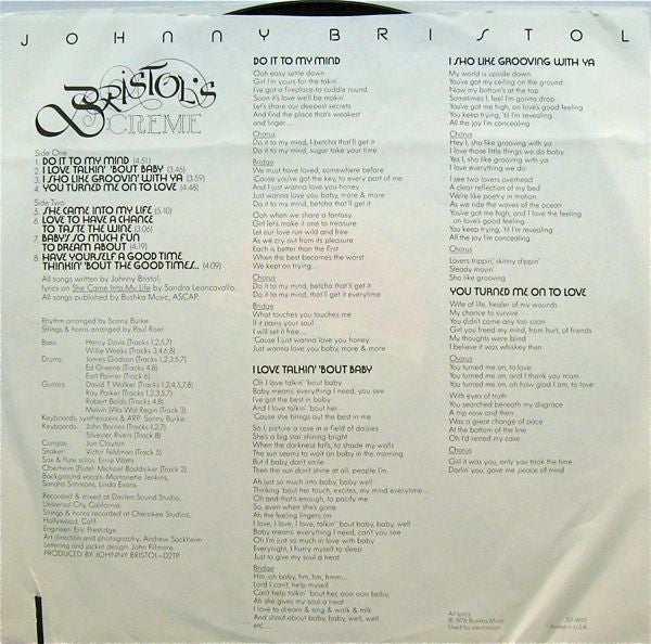 Johnny Bristol : Bristol's Creme (LP, Album, Mon)