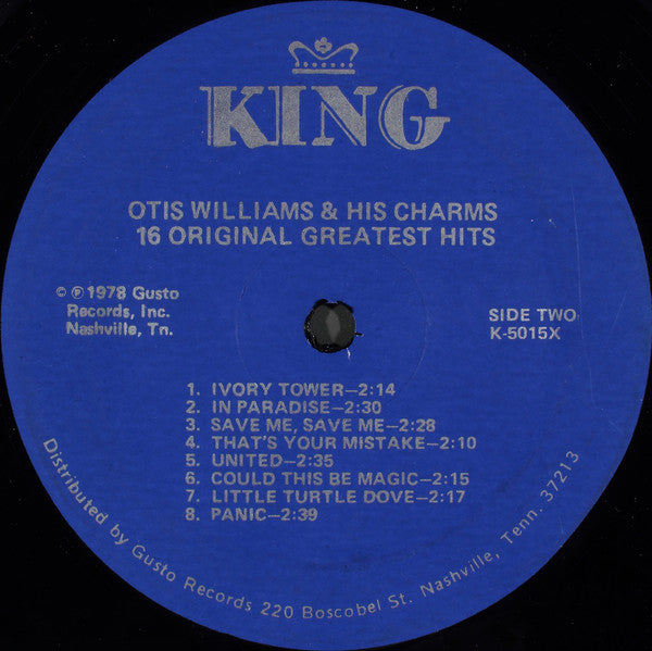 Otis Williams & The Charms : 16 Hits - Contains All Their Greatest Hits (LP, Comp, Mono)