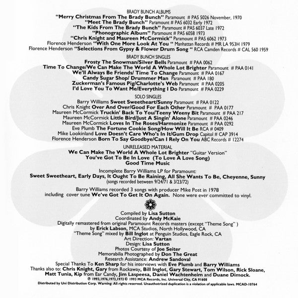 The Brady Bunch : It's A Sunshine Day - The Best Of The Brady Bunch (CD, Comp, Club, RM)