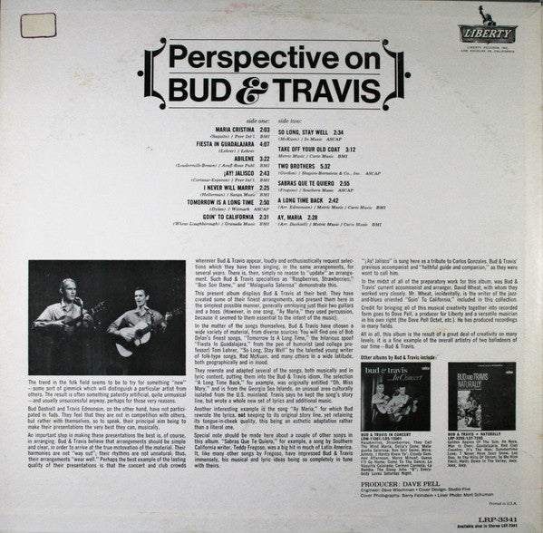 Bud And Travis : Perspective On Bud & Travis (LP, Album, Mono)