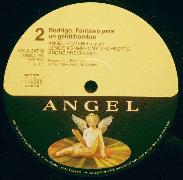 Joaquín Rodrigo - Angel Romero (2), London Symphony Orchestra - André Previn : Concierto De Aranjuez / Fantasia Para Un Gentilhombre (LP, RM, Dir)