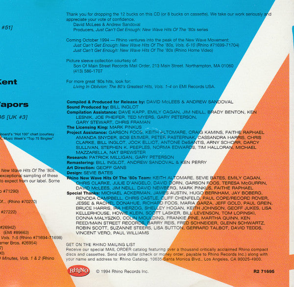 Various : Just Can't Get Enough: New Wave Hits Of The '80s, Vol. 2 (CD, Comp, RM)