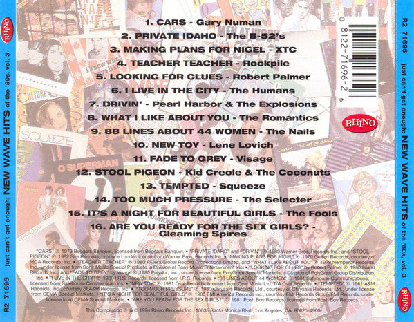 Various : Just Can't Get Enough: New Wave Hits Of The '80s, Vol. 3 (CD, Comp, RM)