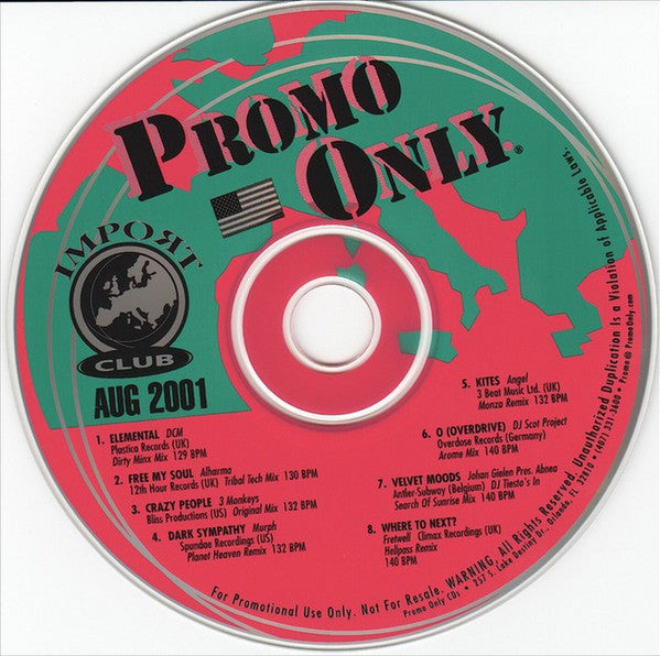 Various : Promo Only Import Club: August 2001 (CD, Comp, Promo)