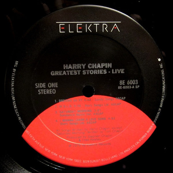 Harry Chapin : Greatest Stories - Live (2xLP, Album, Club, RE, Gat)