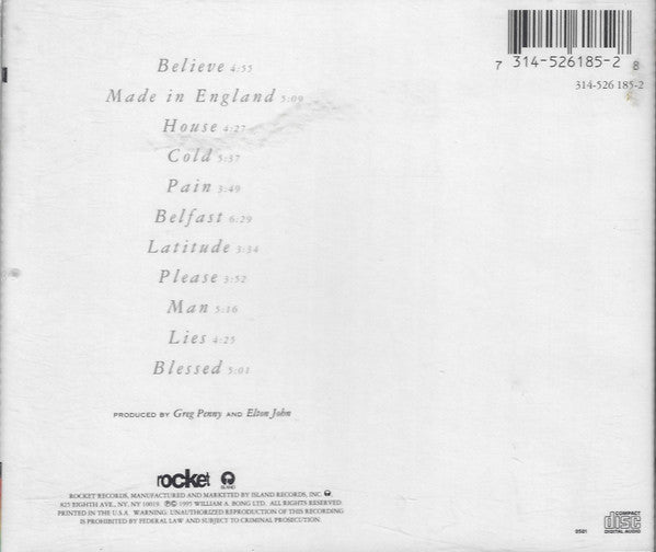 Elton John : Made In England (CD, Album)