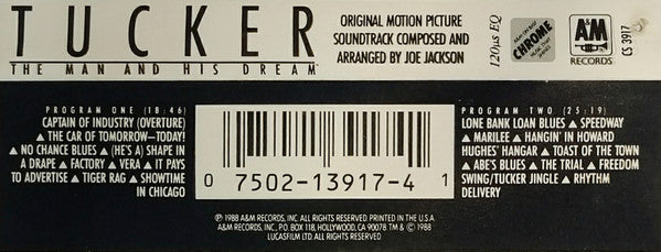 Joe Jackson : Tucker: The Man And His Dream (Original Motion Picture Soundtrack) (Cass, Album, Chr)
