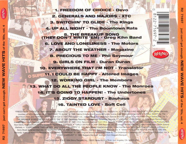 Various : Just Can't Get Enough: New Wave Hits Of The '80s, Vol. 4 (CD, Comp, RM)