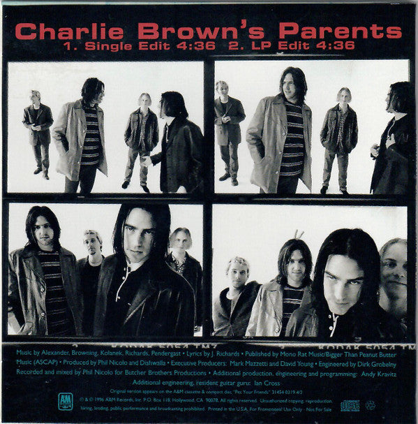 Dishwalla : Charlie Brown's Parents (CD, Single, Promo)