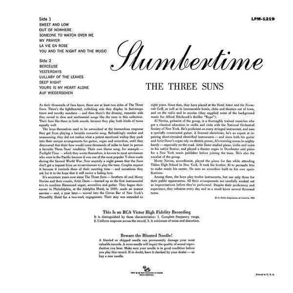 The Three Suns : Slumbertime (LP, Album)