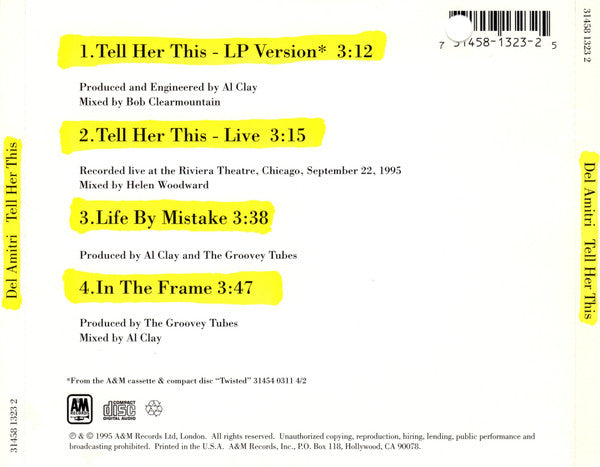 Del Amitri : Tell Her This (CD, Single)