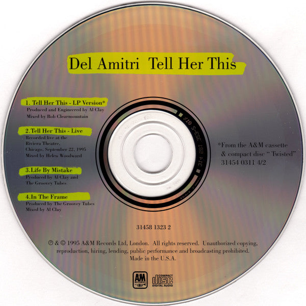 Del Amitri : Tell Her This (CD, Single)