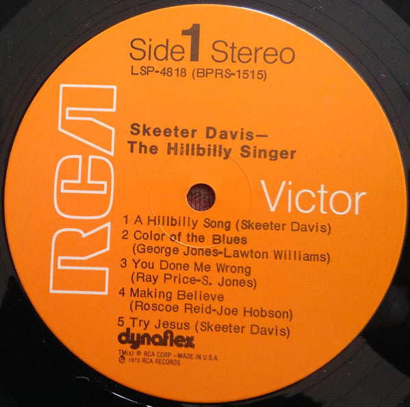 Skeeter Davis : The Hillbilly Singer (LP, Album, Ind)